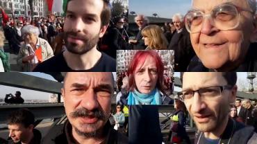 Élő interjúkkal, tüntetés a Butaság Alapú Társadalom ellen (MTA, Lánchíd, Palkovics-minisztérium)